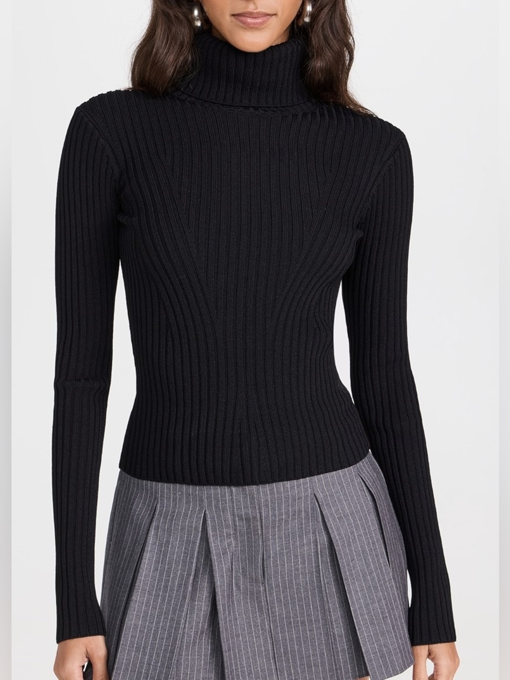 Staud black ribbed Jace long sleeve turtleneck sweater top Women’s sz S
